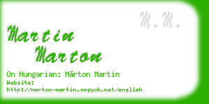 martin marton business card